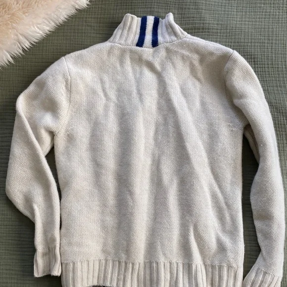 Helly Hansen Wool Cream white Cable Knit collared Sweater L - Picture 4 of 5